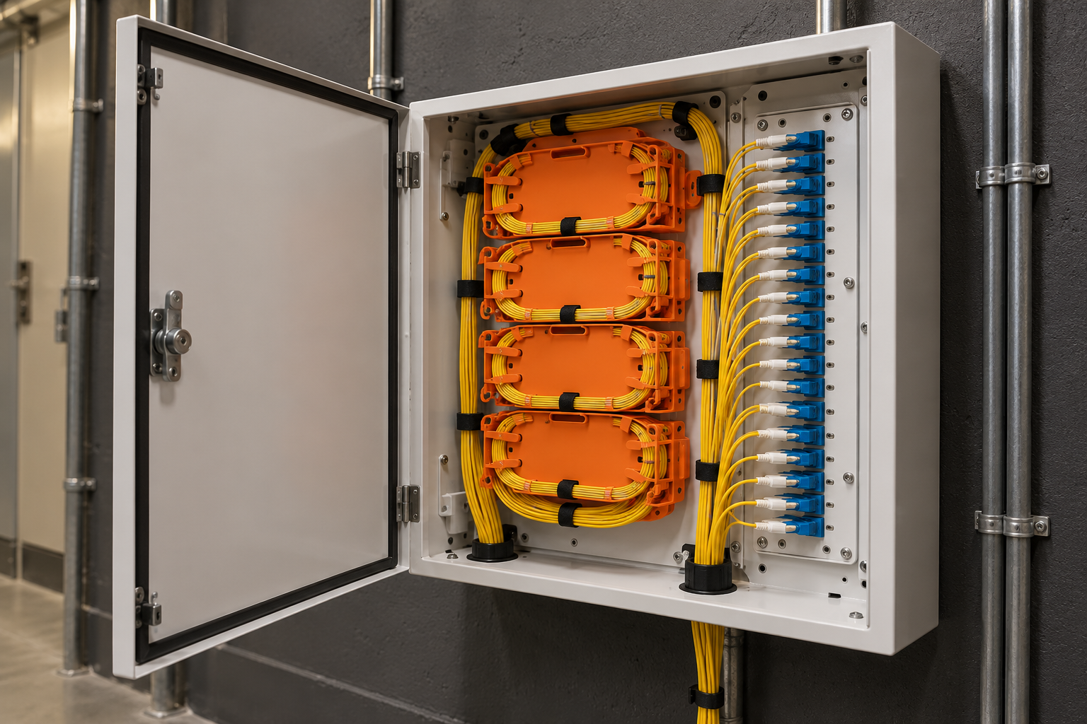 Gabinete de distribución de fibra óptica, imagen ilustrativa